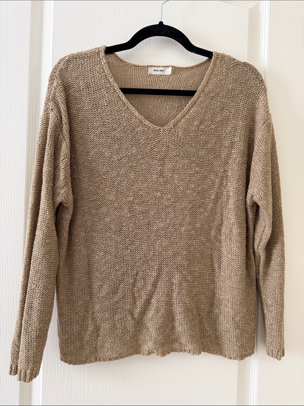 Mod Ref Neutral Taupe V-Neck Knit Sweater